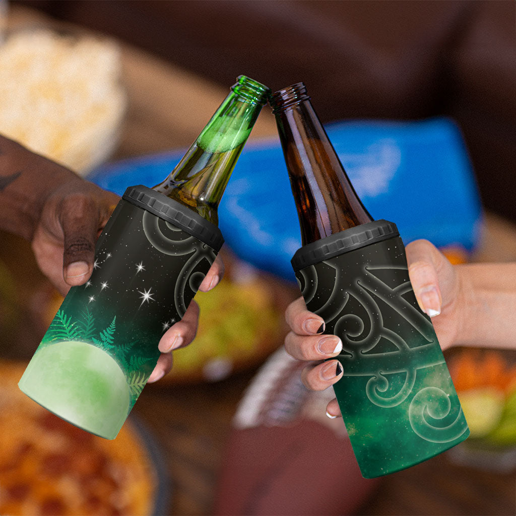 New Zealand Matariki 4 in 1 Can Cooler Tumbler Pleiades Star Cluster Green Galaxy LT05 - Polynesian Pride