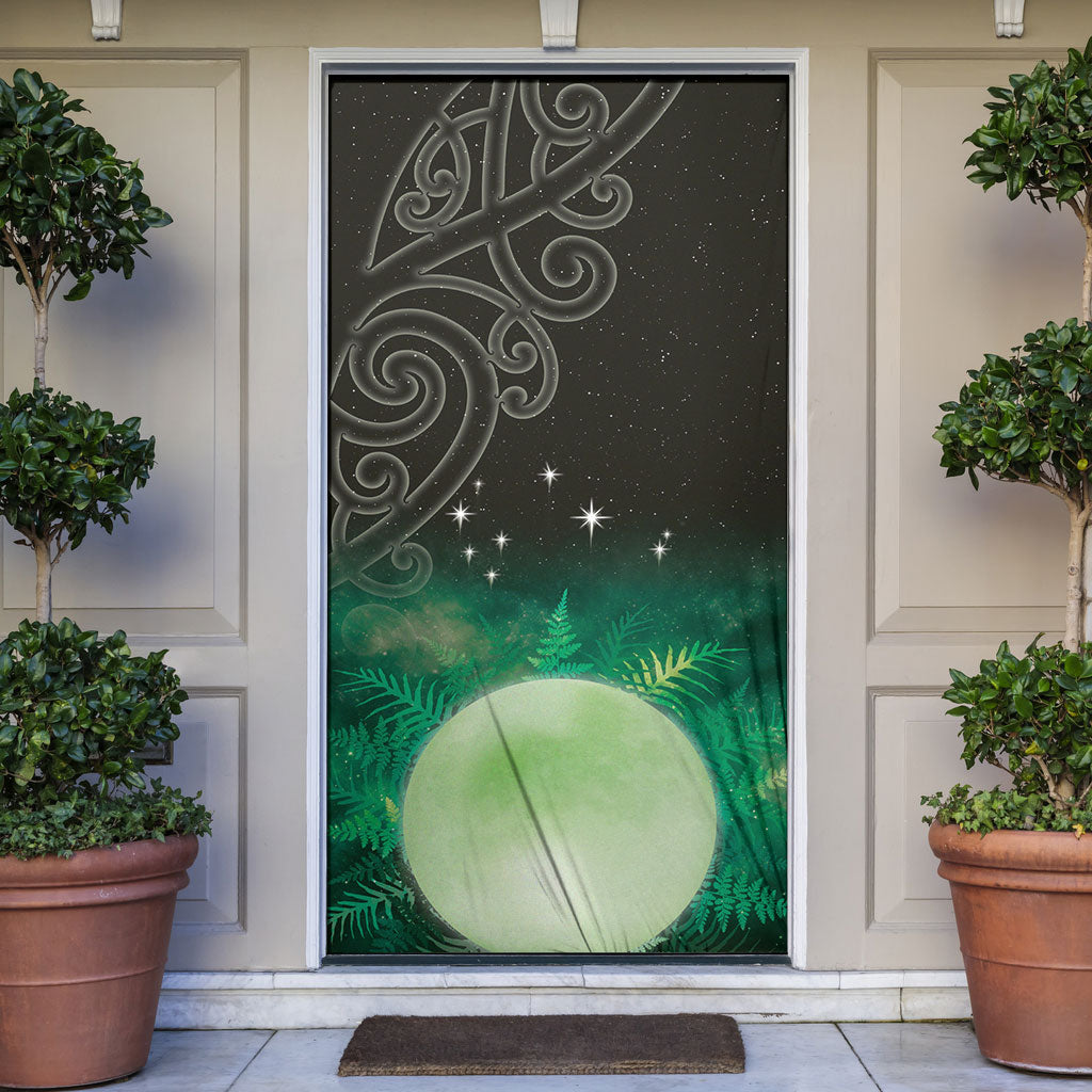 New Zealand Matariki Door Cover Pleiades Star Cluster Green Galaxy