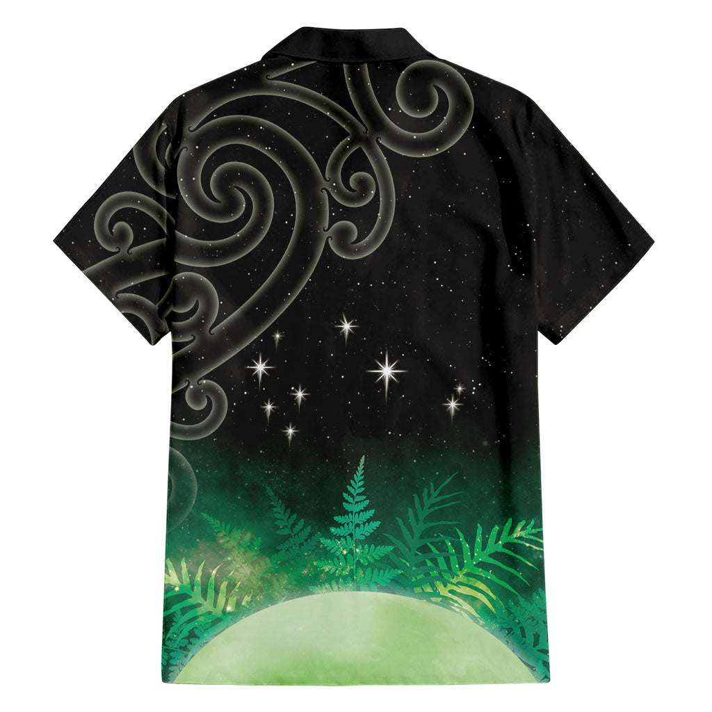 New Zealand Matariki Family Matching Long Sleeve Bodycon Dress and Hawaiian Shirt Pleiades Star Cluster Green Galaxy LT05 - Polynesian Pride