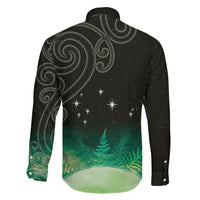 New Zealand Matariki Family Matching Off Shoulder Short Dress and Hawaiian Shirt Pleiades Star Cluster Green Galaxy LT05 - Polynesian Pride