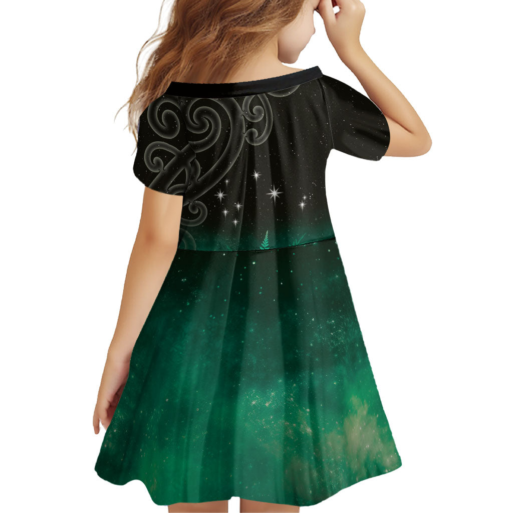 New Zealand Matariki Family Matching Puletasi and Hawaiian Shirt Pleiades Star Cluster Green Galaxy LT05 - Polynesian Pride