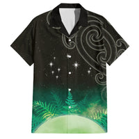 New Zealand Matariki Family Matching Puletasi and Hawaiian Shirt Pleiades Star Cluster Green Galaxy LT05 Dad's Shirt - Short Sleeve Green - Polynesian Pride
