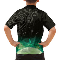 New Zealand Matariki Family Matching Summer Maxi Dress and Hawaiian Shirt Pleiades Star Cluster Green Galaxy LT05 - Polynesian Pride