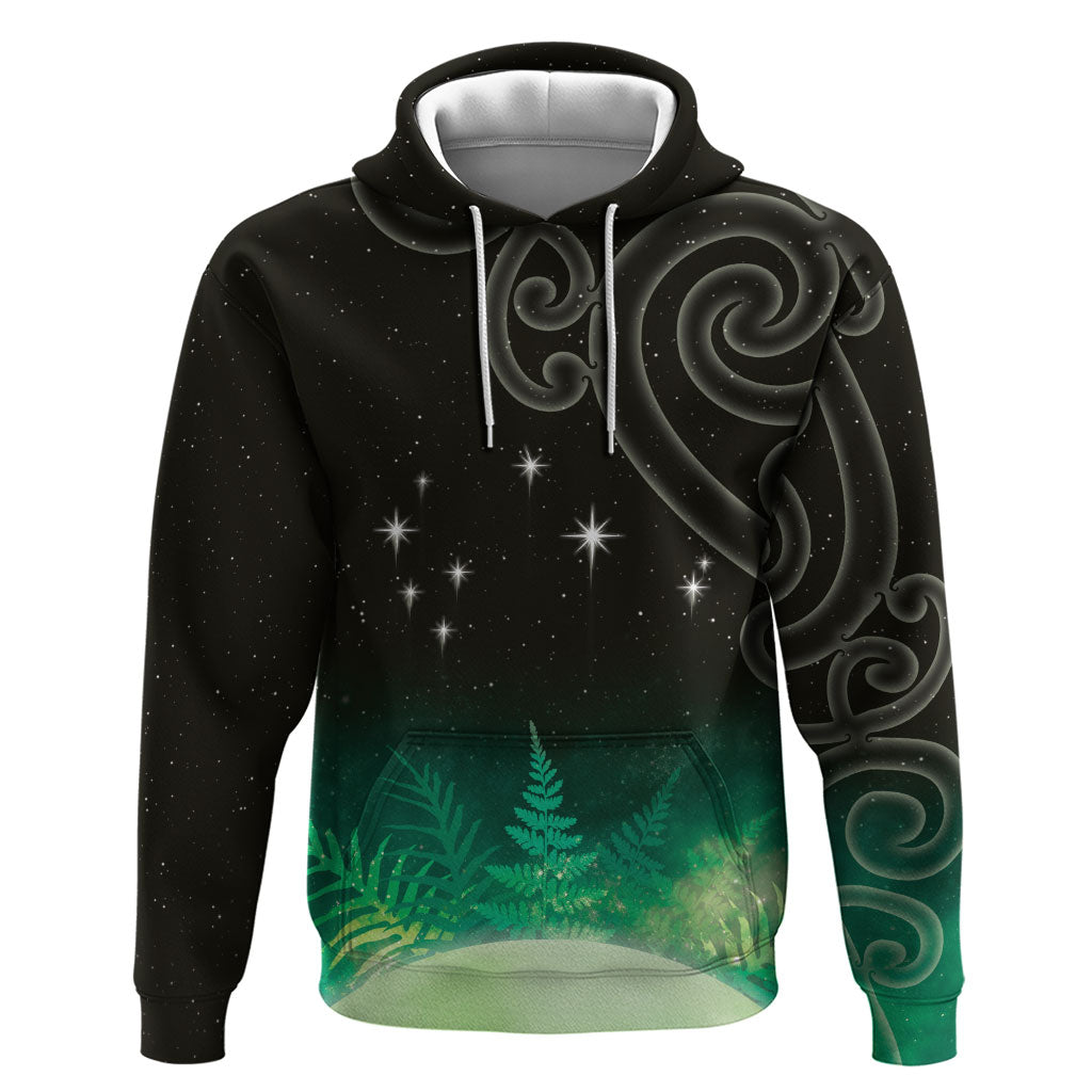 New Zealand Matariki Hoodie Pleiades Star Cluster Green Galaxy LT05 Pullover Hoodie Green - Polynesian Pride