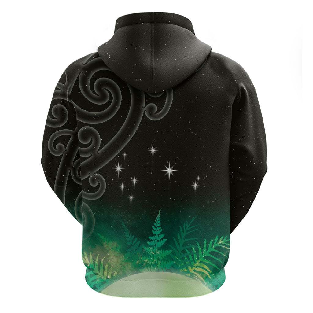 New Zealand Matariki Hoodie Pleiades Star Cluster Green Galaxy LT05 - Polynesian Pride