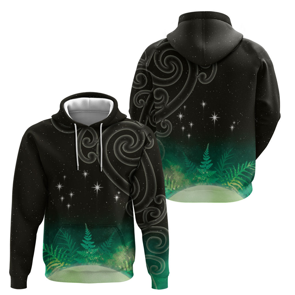 New Zealand Matariki Hoodie Pleiades Star Cluster Green Galaxy LT05 - Polynesian Pride