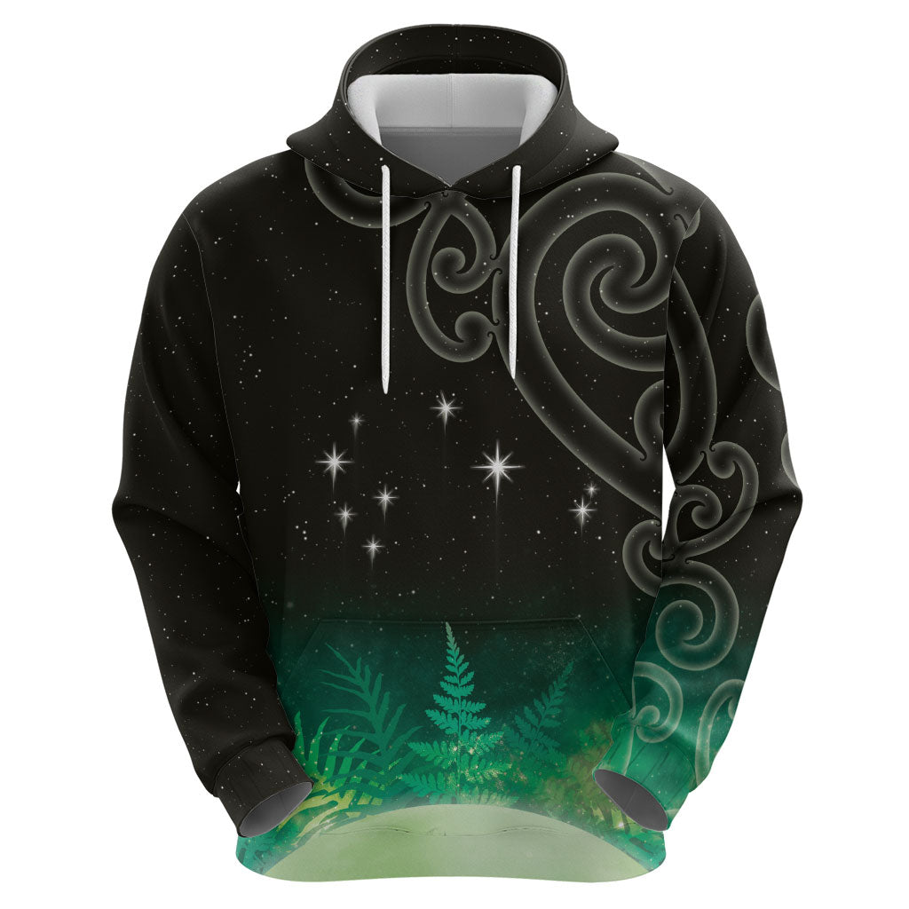 New Zealand Matariki Hoodie Pleiades Star Cluster Green Galaxy LT05 - Polynesian Pride