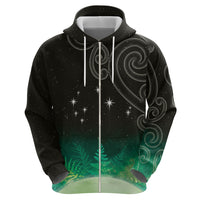 New Zealand Matariki Hoodie Pleiades Star Cluster Green Galaxy LT05 - Polynesian Pride