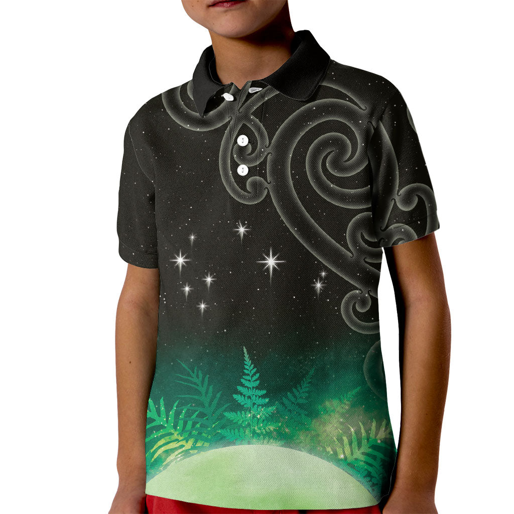 New Zealand Matariki Kid Polo Shirt Pleiades Star Cluster Green Galaxy LT05 Kid Green - Polynesian Pride