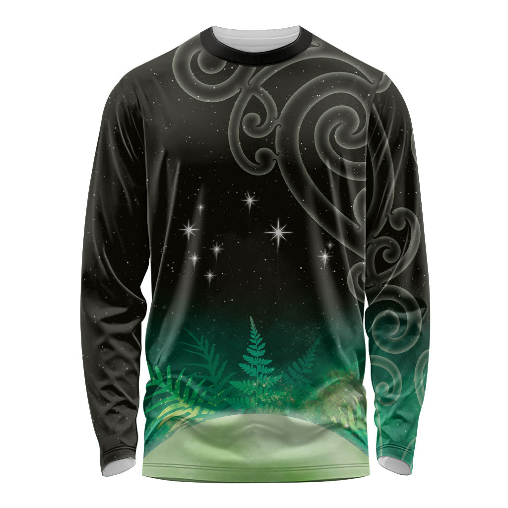 New Zealand Matariki Long Sleeve Shirt Pleiades Star Cluster Green Galaxy