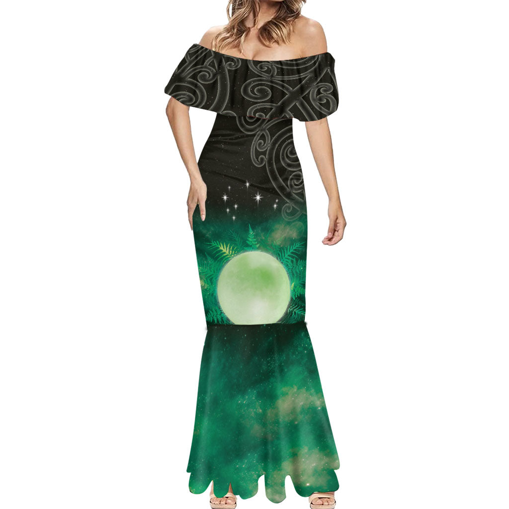 New Zealand Matariki Mermaid Dress Pleiades Star Cluster Green Galaxy LT05 - Polynesian Pride