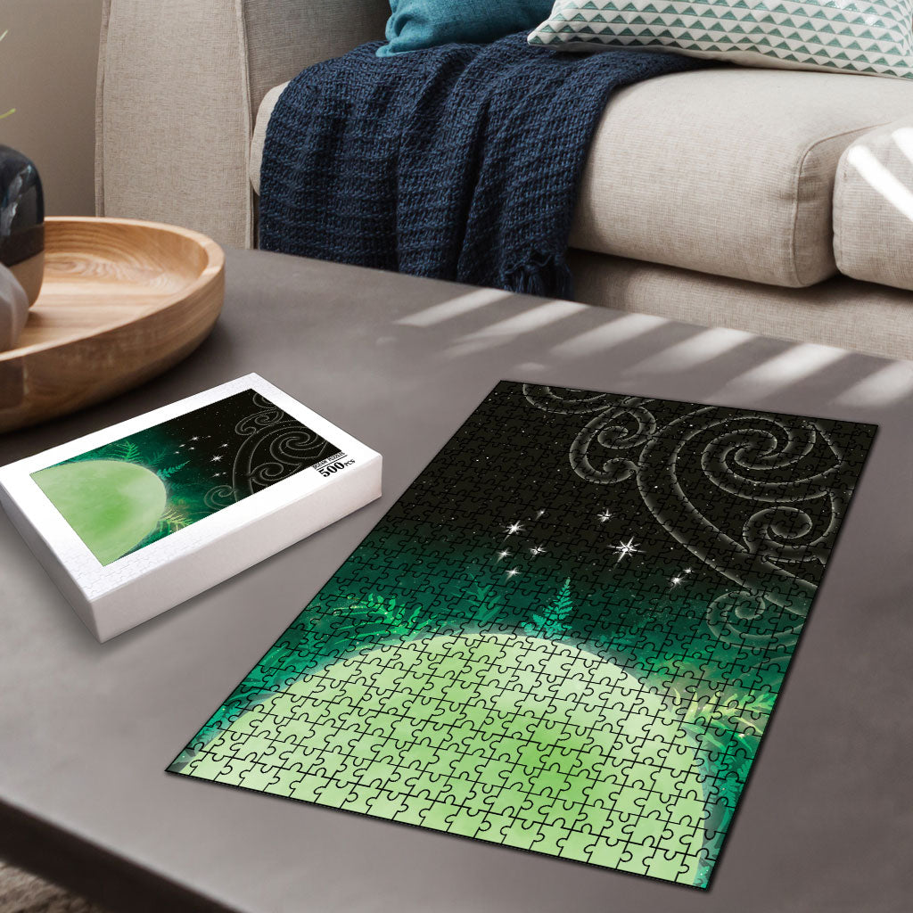 New Zealand Matariki Puzzle Pleiades Star Cluster Green Galaxy LT05 - Polynesian Pride