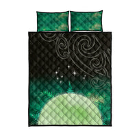 New Zealand Matariki Quilt Bed Set Pleiades Star Cluster Green Galaxy