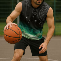 New Zealand Matariki Sleeveless Hoodie Pleiades Star Cluster Green Galaxy