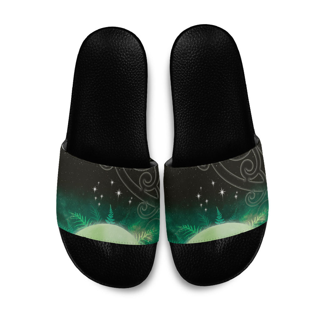 New Zealand Matariki Slide Sandals Pleiades Star Cluster Green Galaxy