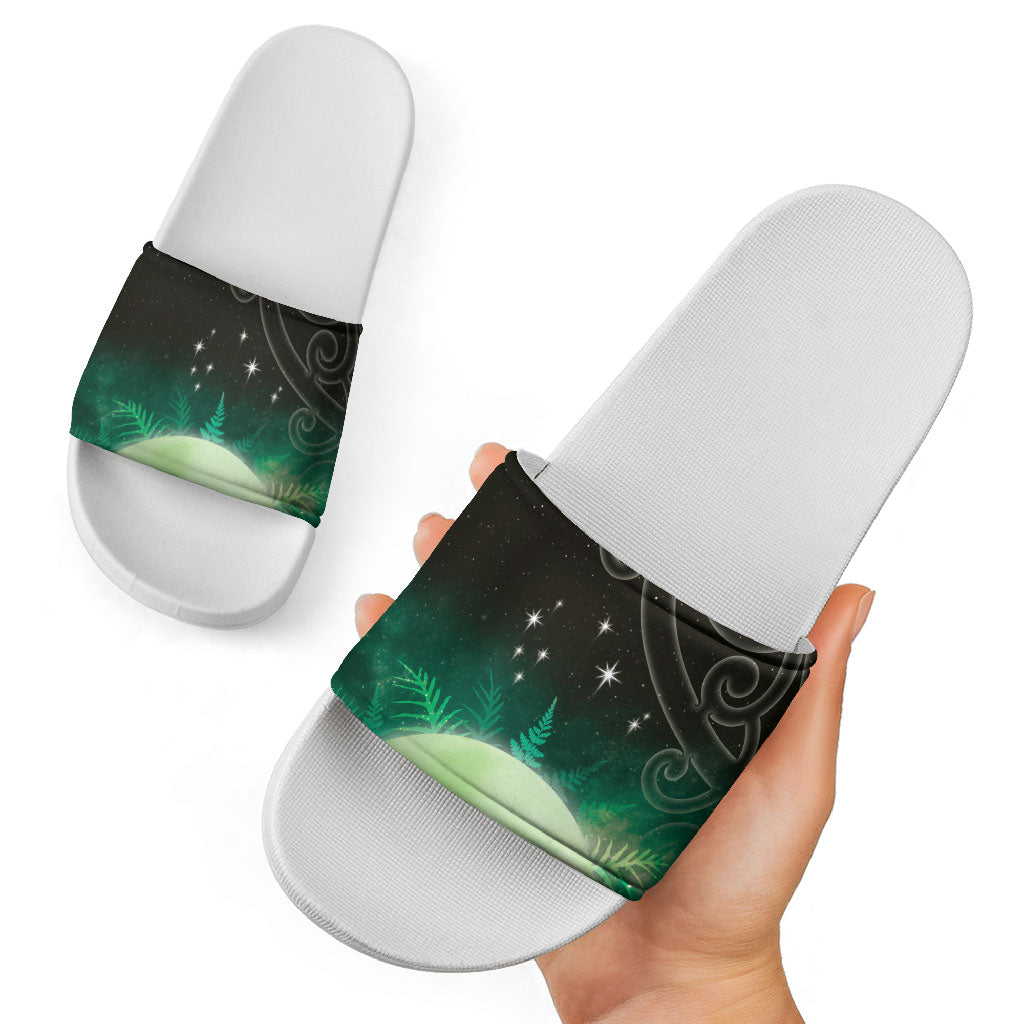 New Zealand Matariki Slide Sandals Pleiades Star Cluster Green Galaxy