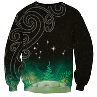 New Zealand Matariki Sweatshirt Pleiades Star Cluster Green Galaxy LT05 - Polynesian Pride