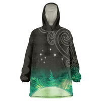 New Zealand Matariki Wearable Blanket Hoodie Pleiades Star Cluster Green Galaxy LT05 One Size Green - Polynesian Pride