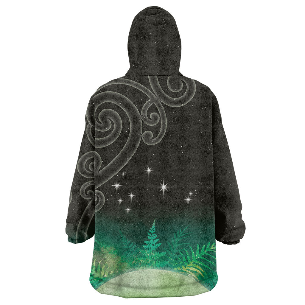 New Zealand Matariki Wearable Blanket Hoodie Pleiades Star Cluster Green Galaxy LT05 - Polynesian Pride
