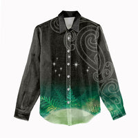 New Zealand Matariki Women Casual Shirt Pleiades Star Cluster Green Galaxy