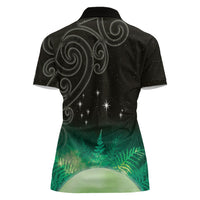 New Zealand Matariki Women Polo Shirt Pleiades Star Cluster Green Galaxy