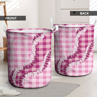 Pink Hawaii Palaka Laundry Basket Hawaiian Honohono Lei