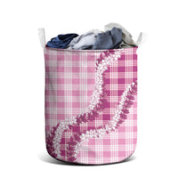 Pink Hawaii Palaka Laundry Basket Hawaiian Honohono Lei