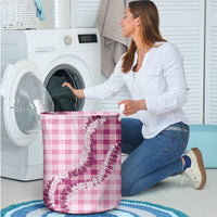 Pink Hawaii Palaka Laundry Basket Hawaiian Honohono Lei