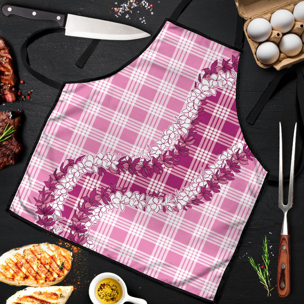 Pink Hawaii Palaka Apron Hawaiian Honohono Lei