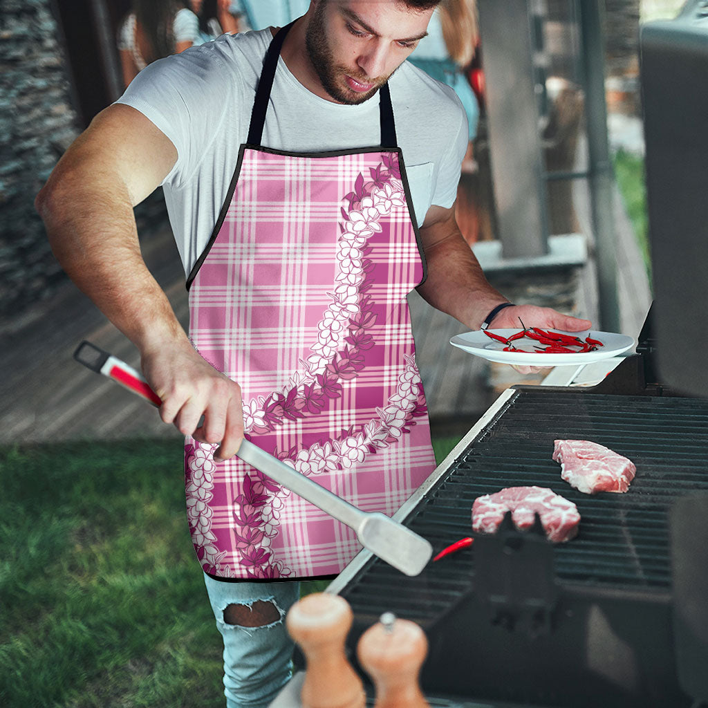Pink Hawaii Palaka Apron Hawaiian Honohono Lei