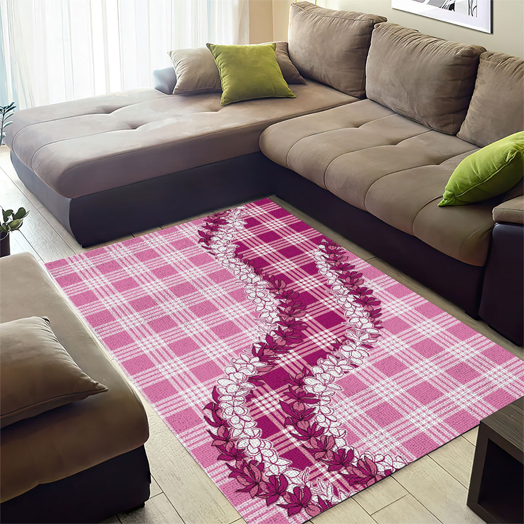 Pink Hawaii Palaka Area Rug Hawaiian Honohono Lei