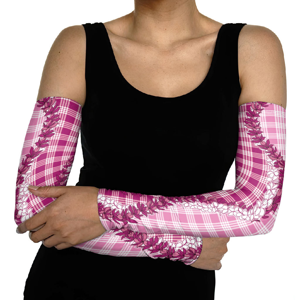 Pink Hawaii Palaka Arm Sleeves Hawaiian Honohono Lei