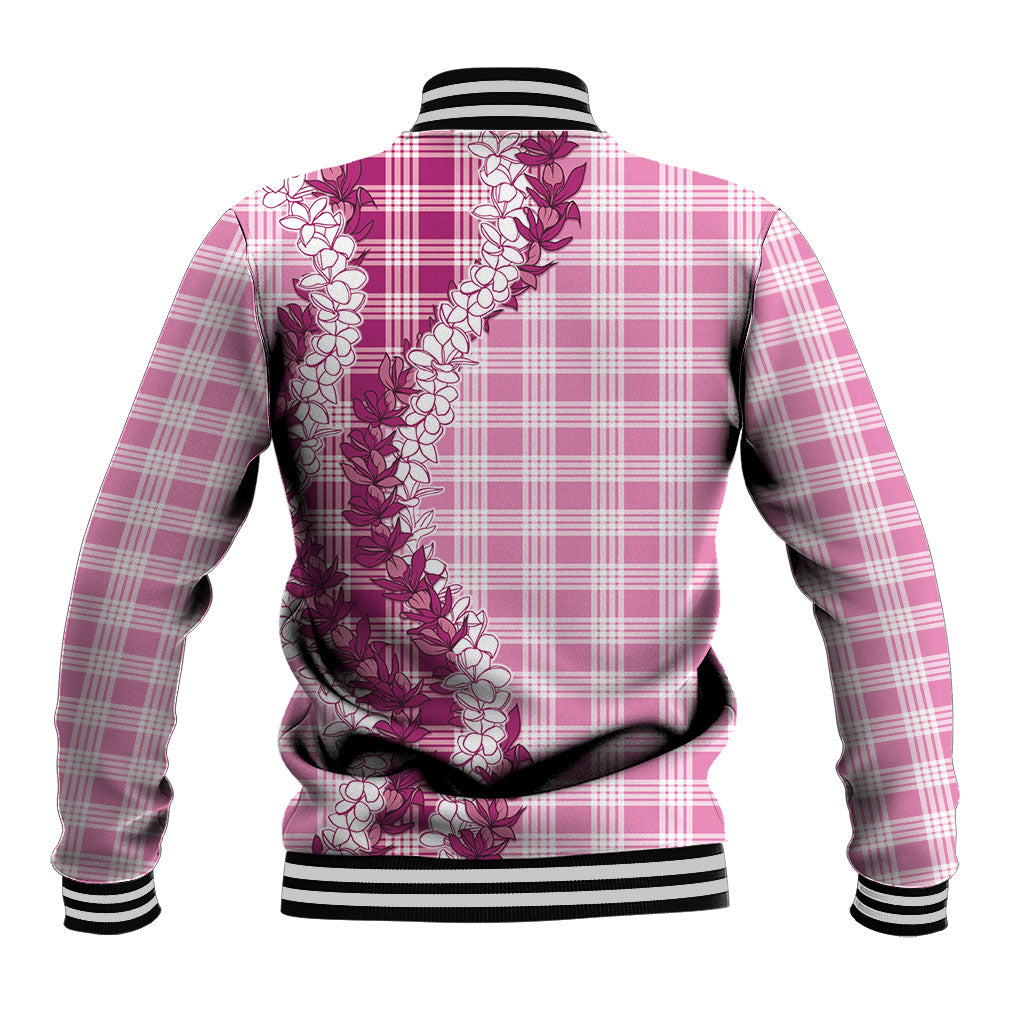 Pink Hawaii Palaka Baseball Jacket Hawaiian Honohono Lei