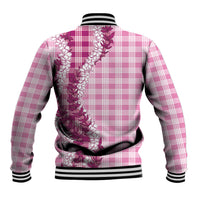 Pink Hawaii Palaka Baseball Jacket Hawaiian Honohono Lei