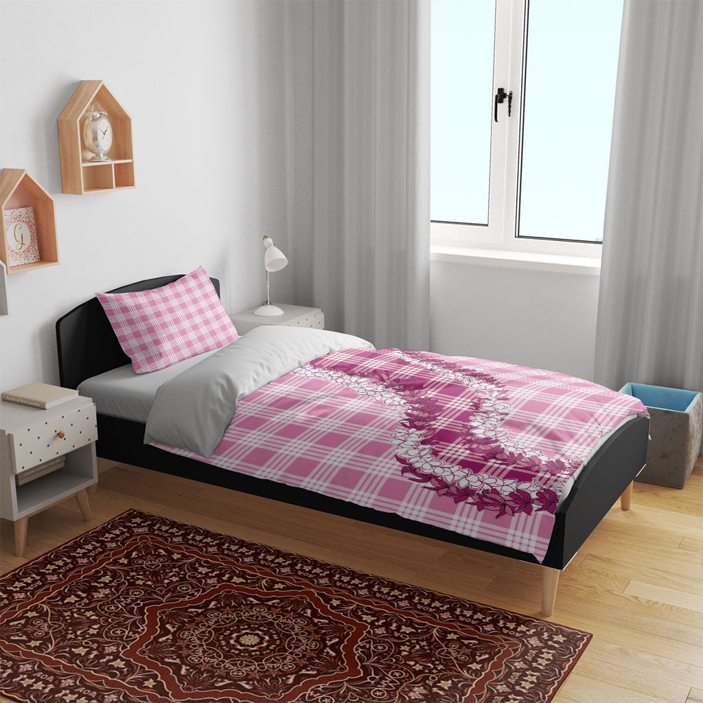 Pink Hawaii Palaka Bedding Set Hawaiian Honohono Lei