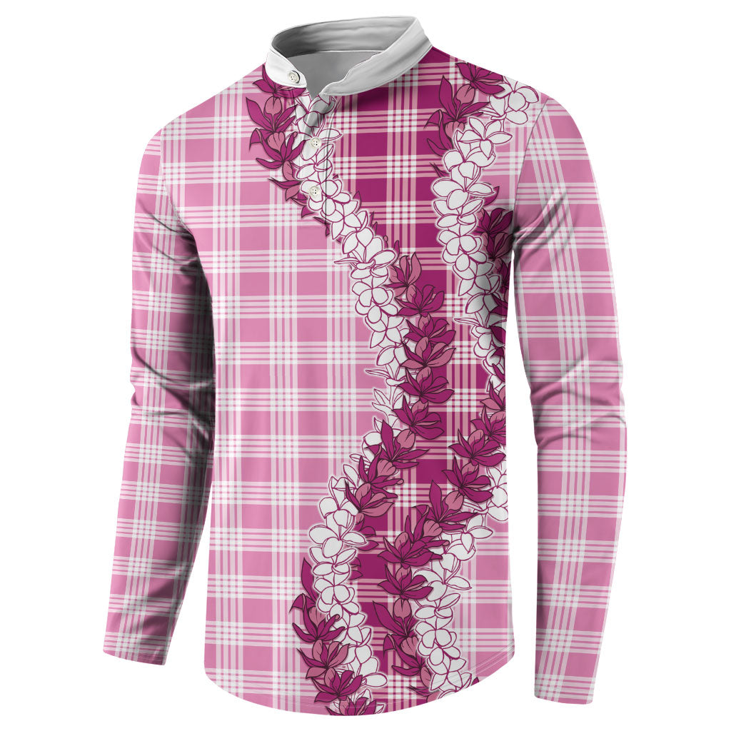Pink Hawaii Palaka Button Sweatshirt Hawaiian Honohono Lei