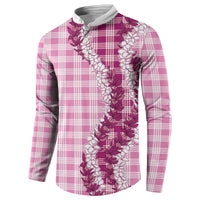 Pink Hawaii Palaka Button Sweatshirt Hawaiian Honohono Lei