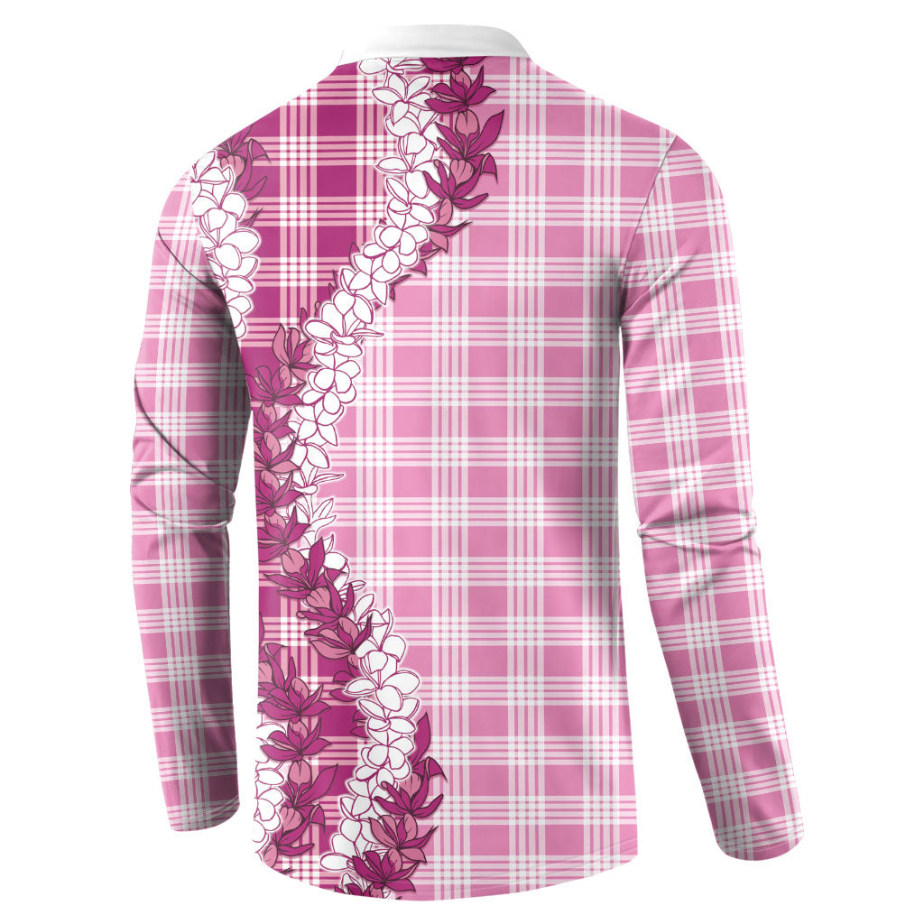 Pink Hawaii Palaka Button Sweatshirt Hawaiian Honohono Lei