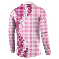 Pink Hawaii Palaka Button Sweatshirt Hawaiian Honohono Lei