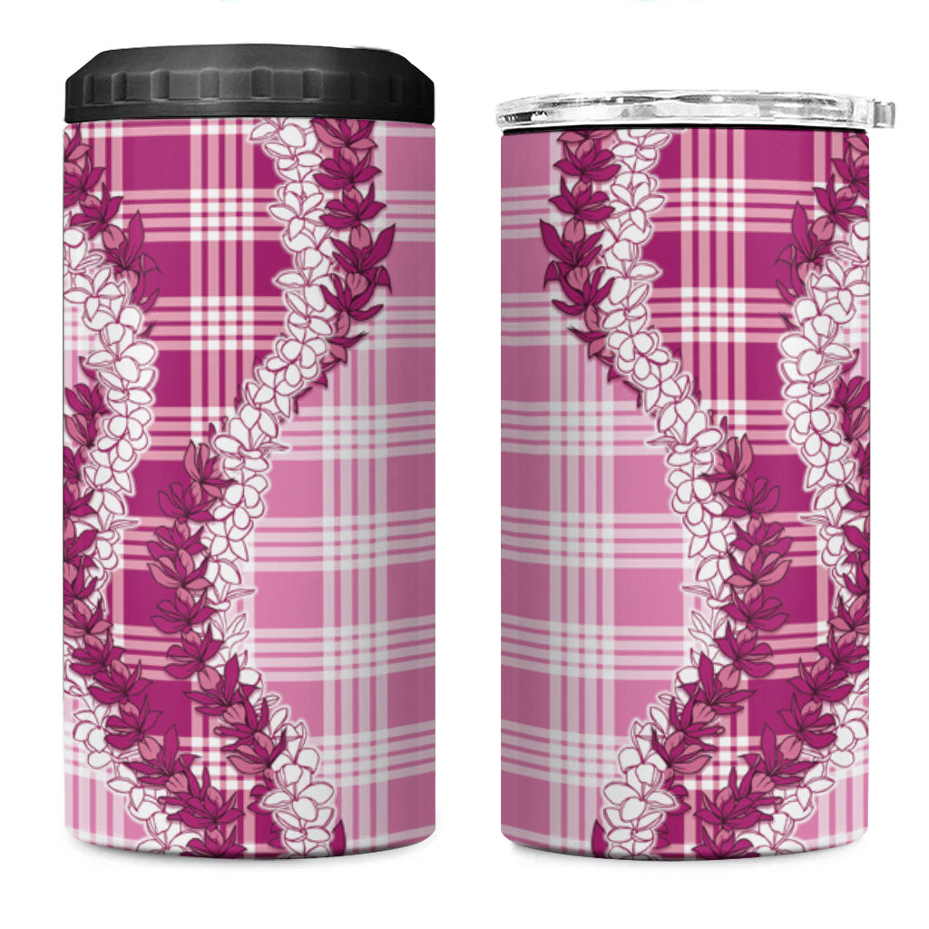 Pink Hawaii Palaka 4 in 1 Can Cooler Tumbler Hawaiian Honohono Lei LT05 One Size: 16 oz Pink - Polynesian Pride
