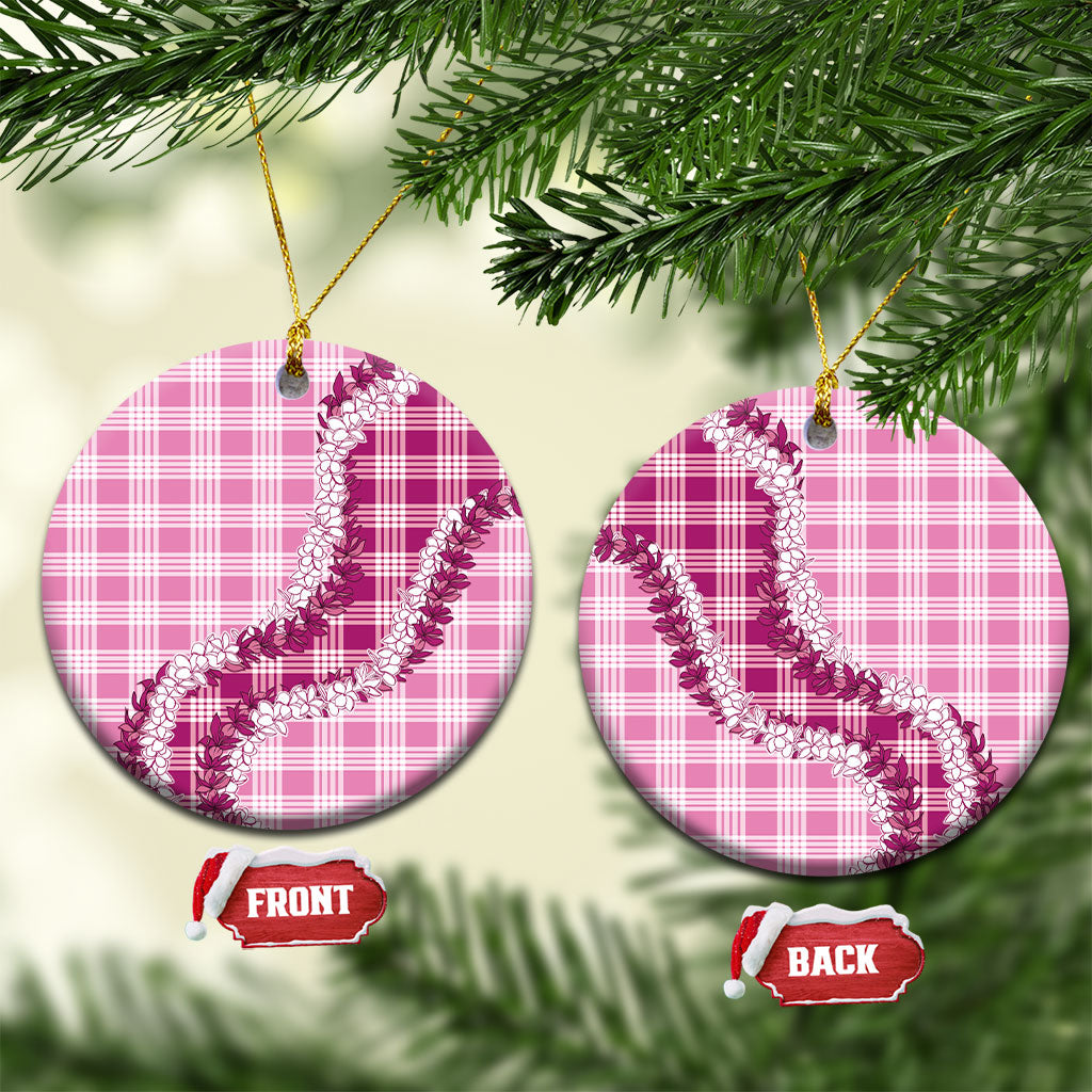 Pink Hawaii Palaka Ceramic Ornament Hawaiian Honohono Lei