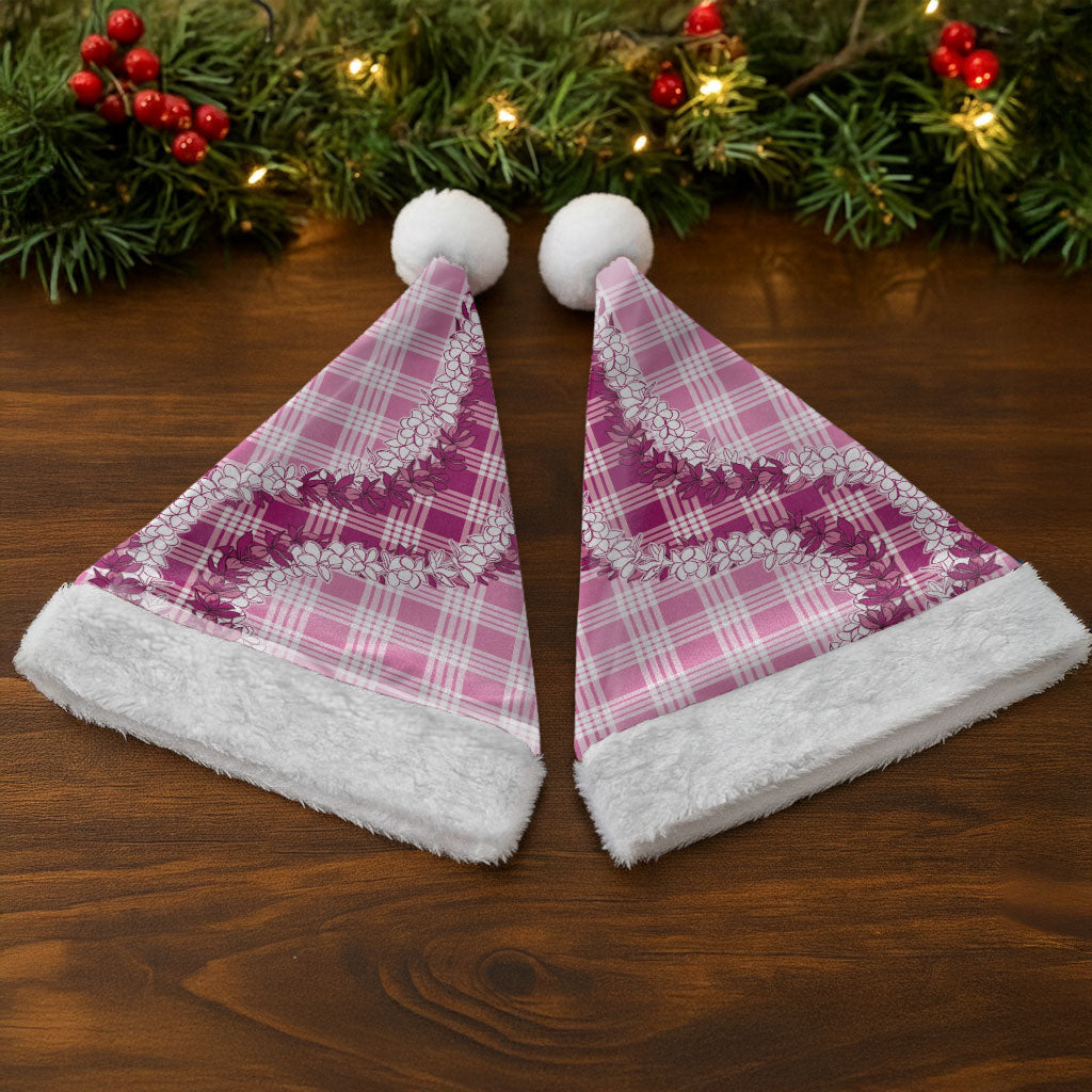 Pink Hawaii Palaka Christmas Santa Hat Hawaiian Honohono Lei LT05 - Polynesian Pride