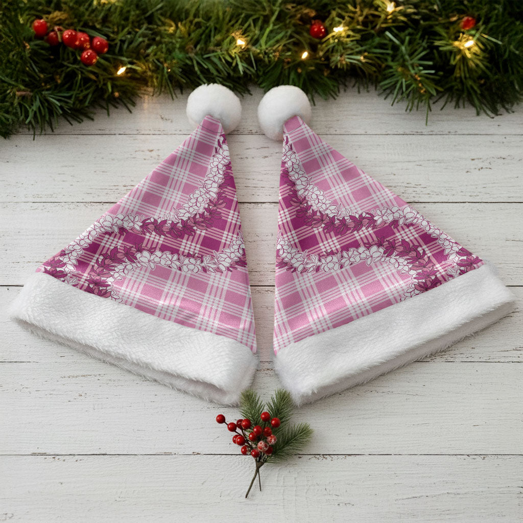Pink Hawaii Palaka Christmas Santa Hat Hawaiian Honohono Lei LT05 - Polynesian Pride