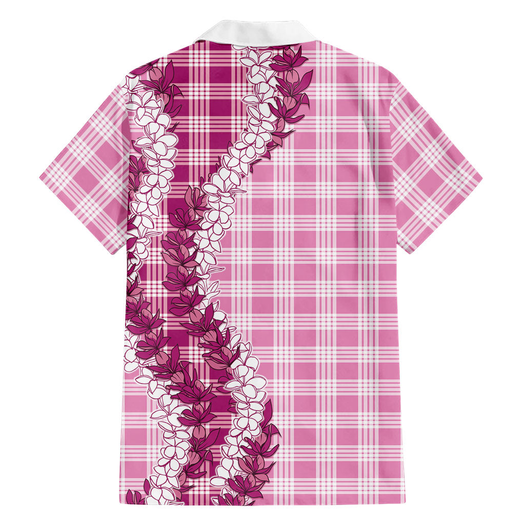Pink Hawaii Palaka Family Matching Off Shoulder Short Dress and Hawaiian Shirt Hawaiian Honohono Lei LT05 - Polynesian Pride