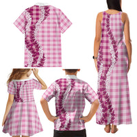 Pink Hawaii Palaka Family Matching Tank Maxi Dress and Hawaiian Shirt Hawaiian Honohono Lei LT05 - Polynesian Pride