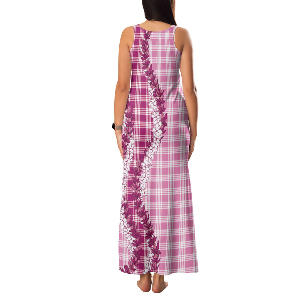 Pink Hawaii Palaka Family Matching Tank Maxi Dress and Hawaiian Shirt Hawaiian Honohono Lei LT05 - Polynesian Pride