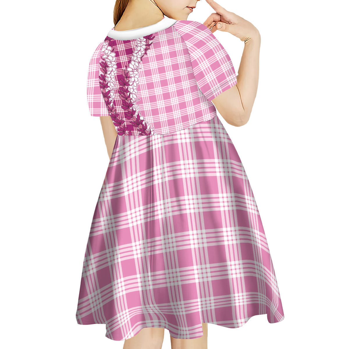 Pink Hawaii Palaka Kid Short Sleeve Dress Hawaiian Honohono Lei LT05 - Polynesian Pride