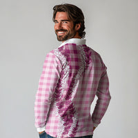Pink Hawaii Palaka Long Sleeve Polo Shirt Hawaiian Honohono Lei LT05 - Polynesian Pride