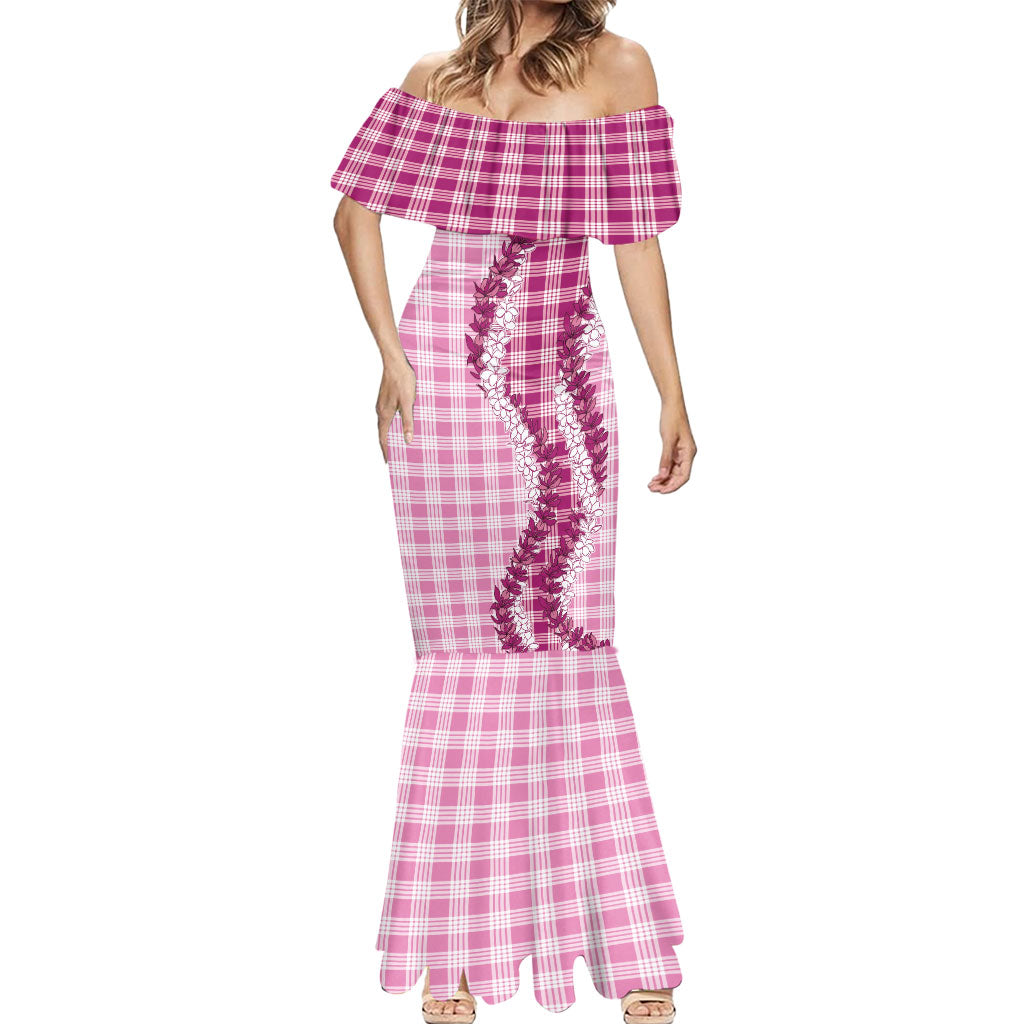 Pink Hawaii Palaka Mermaid Dress Hawaiian Honohono Lei