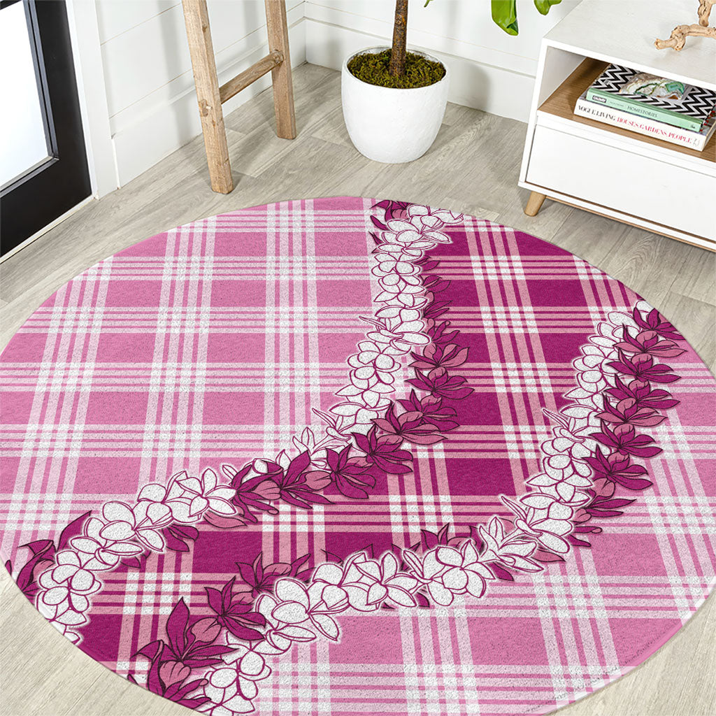 Pink Hawaii Palaka Round Carpet Hawaiian Honohono Lei